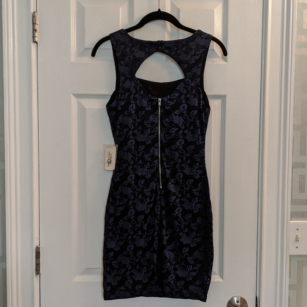 NWT Brocade-like blue and black dress forever 21 S